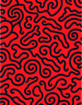 Red and Black Swirl Abstract Rug