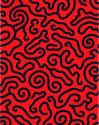 Red and Black Swirl Abstract Rug