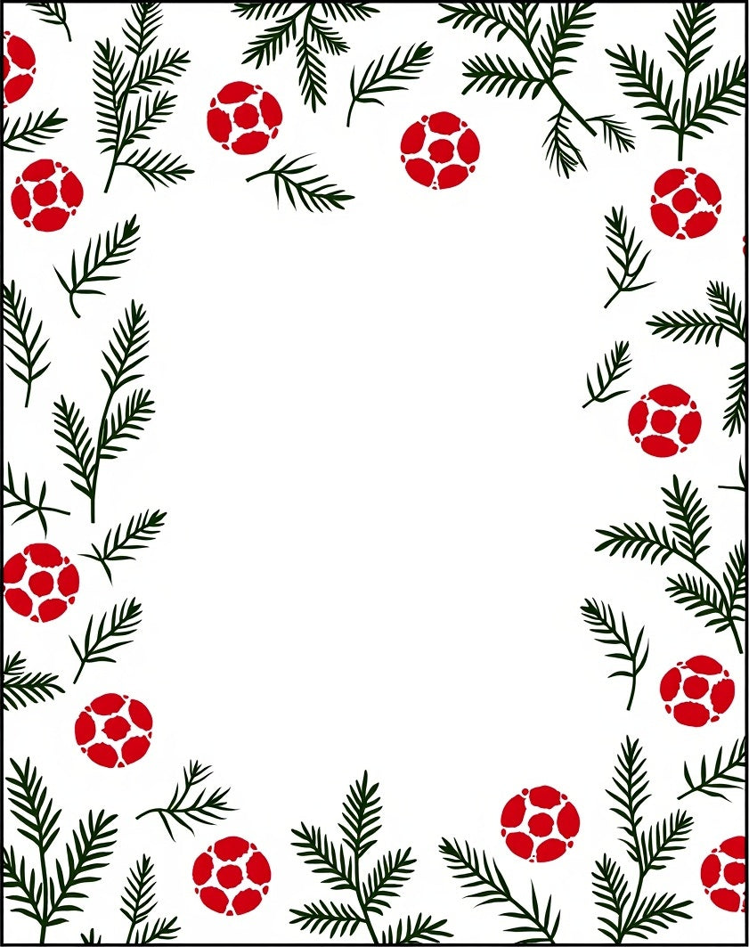 Festive Evergreen Berry Sprig Border Rug