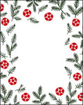 Festive Evergreen Berry Sprig Border Rug