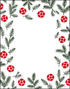 Festive Evergreen Berry Sprig Border Rug