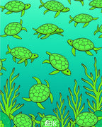 Green Sea Turtles Ocean Foliage Art Rug