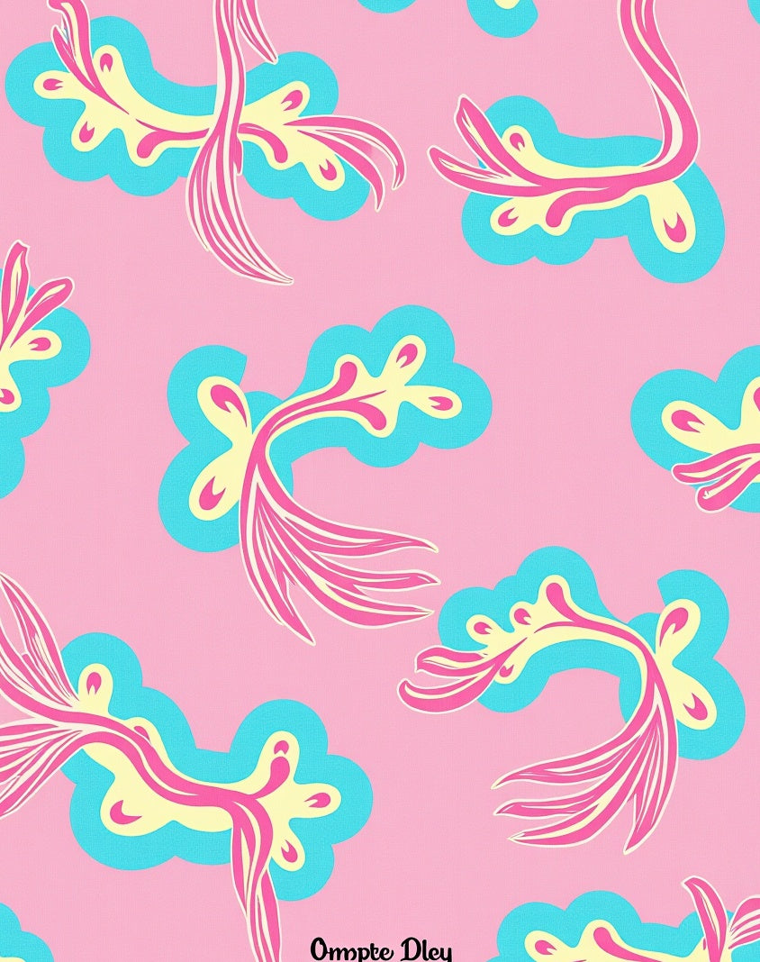 Playful Pink Aqua Coral Bloom Rug
