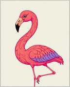 Vivid Pink Flamingo Bird Illustration Rug