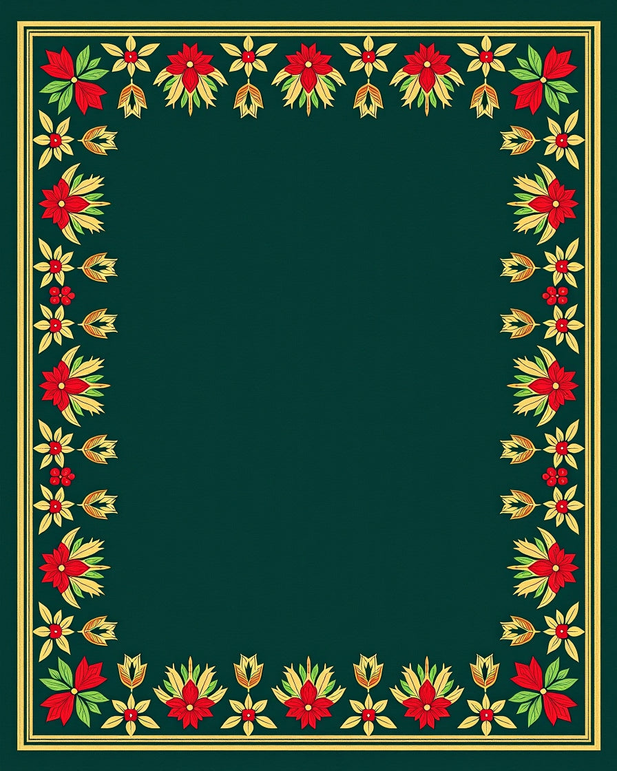 Crimson and Gold Floral Border Rug
