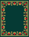 Crimson and Gold Floral Border Rug