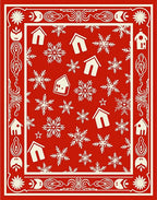 Rustic Red Snowflake House Welcome Rug