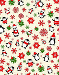Festive Penguin Snowflakes Cream Rug