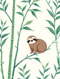 Cute Sloth Bamboo Forest Foliage Rug