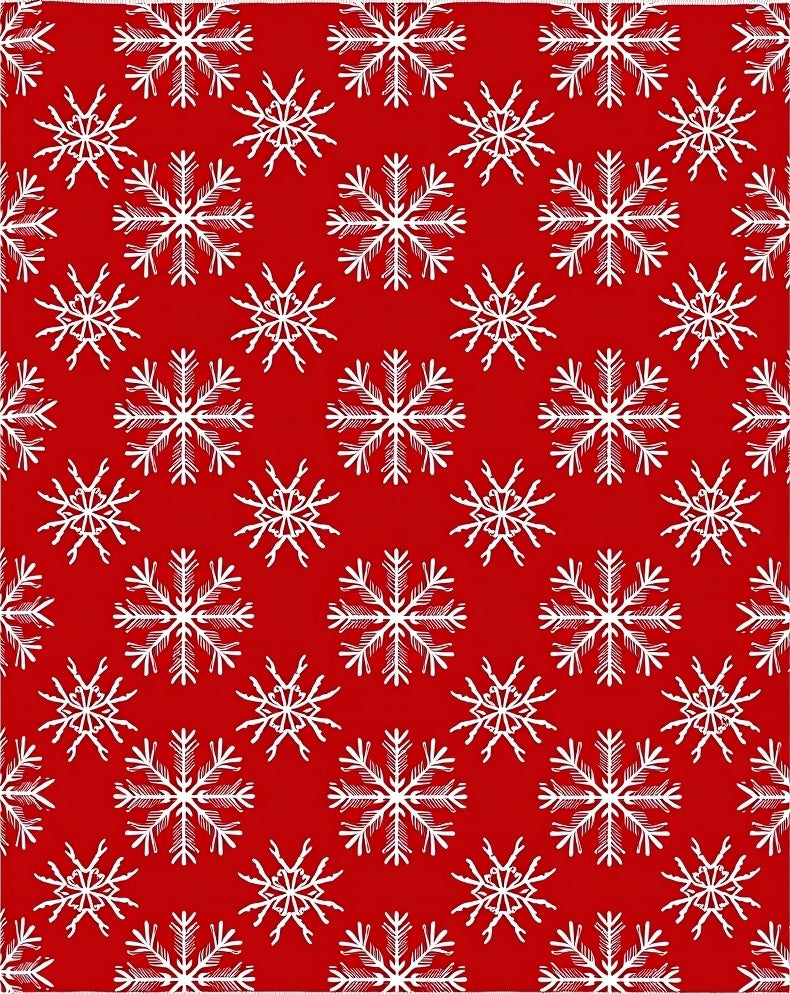 Red White Snowflake Winter Holidays Rug