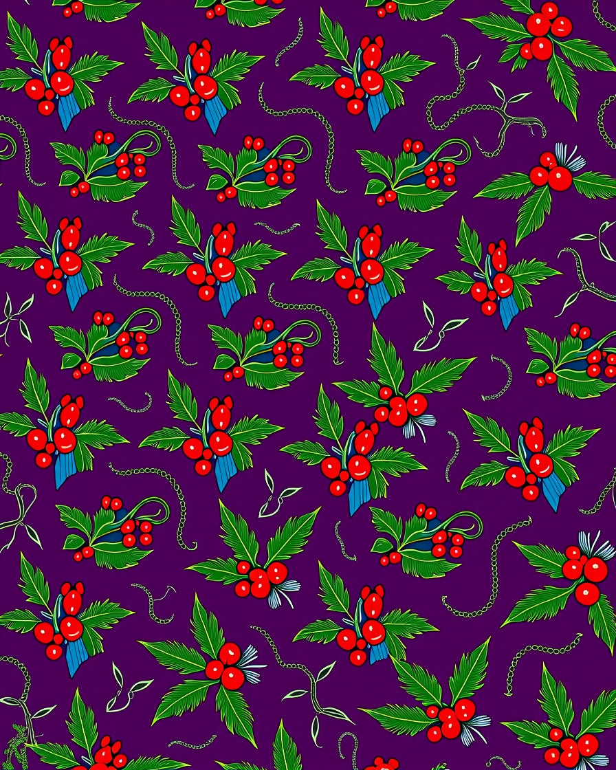 Vibrant Red Berry Holly Sprigs Rug