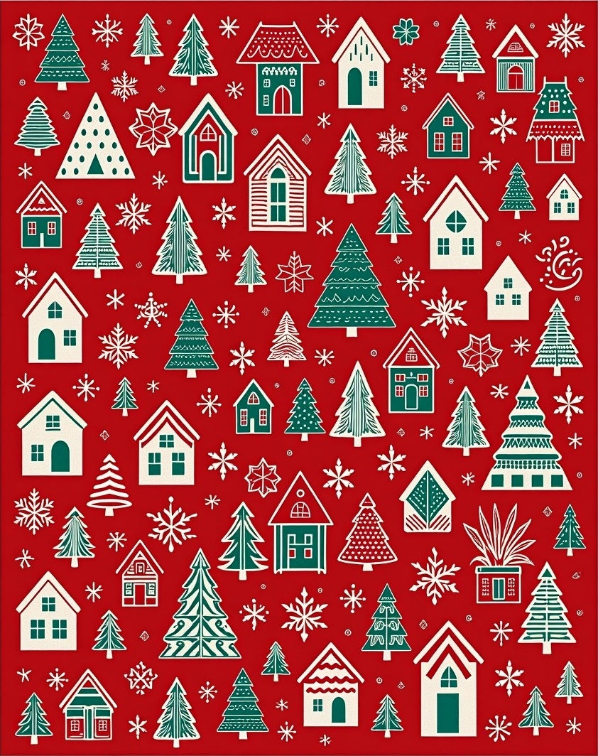 Christmas Village Houses And Trees Rug