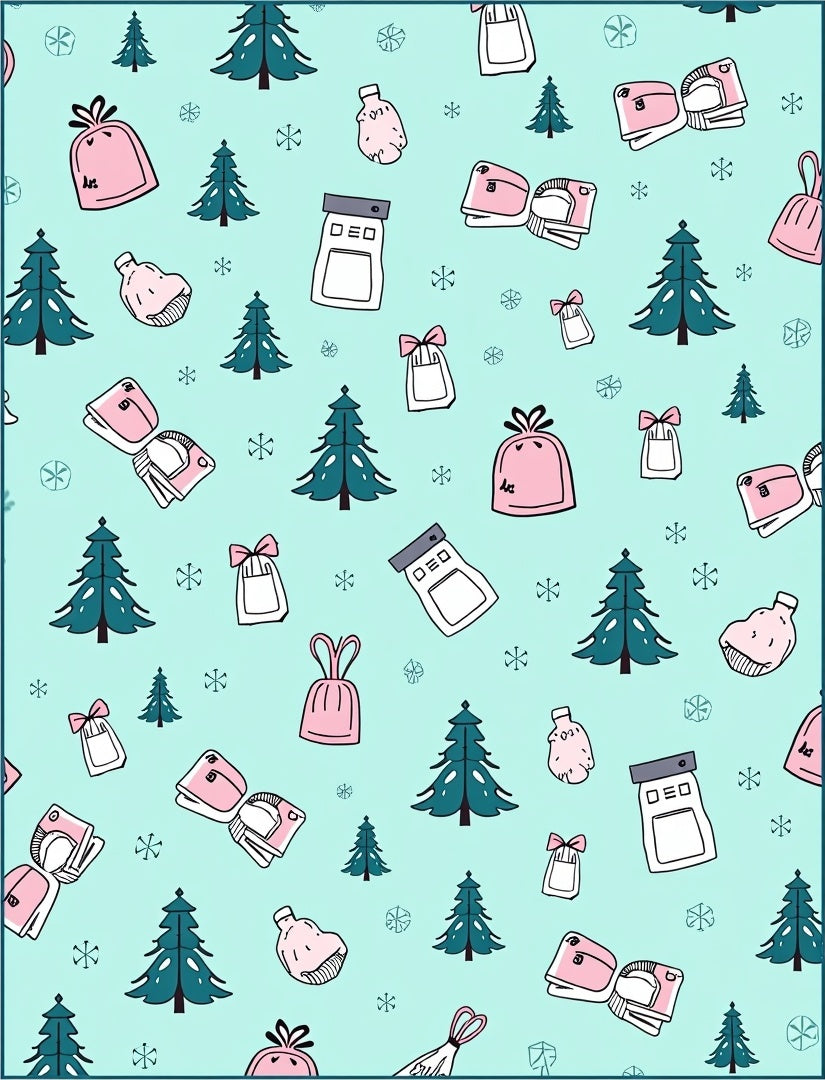 Pink Gifts Teal Pine Tree Snowflakes Rug