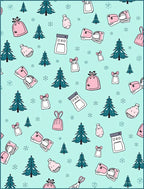 Pink Gifts Teal Pine Tree Snowflakes Rug