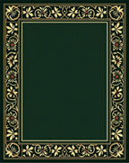 Rich Emerald Floral Border Rug