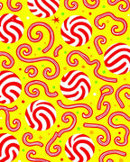 Whimsical Red Swirl Candy Stripes Rug