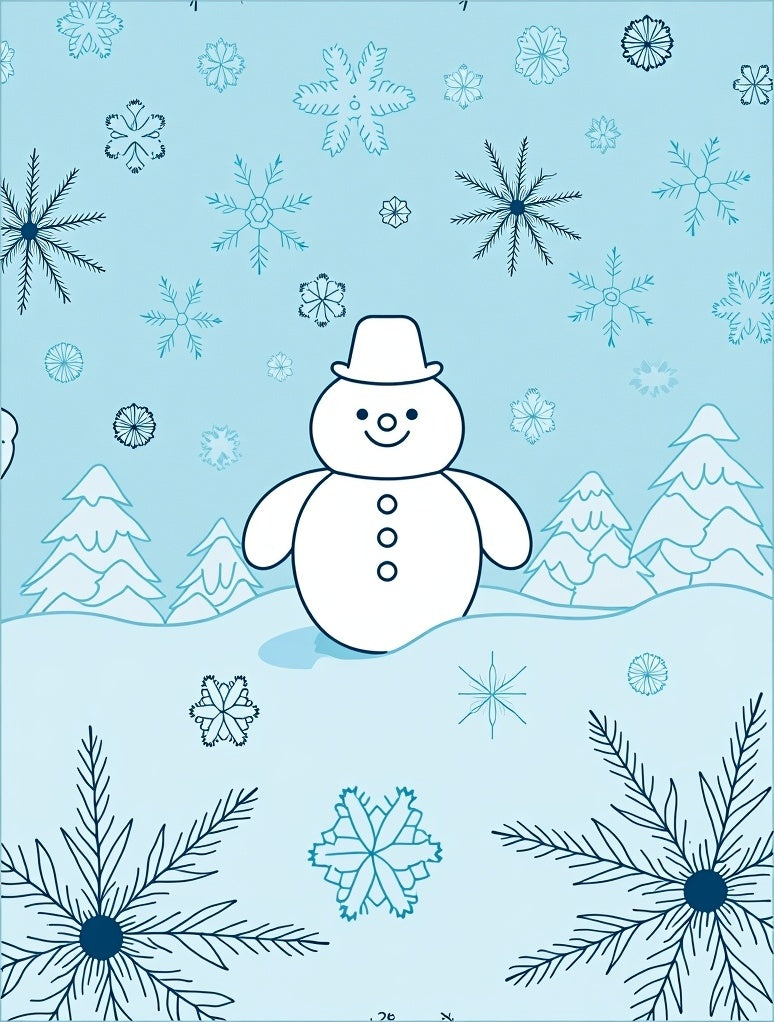 Charming Snowman Snowflake Winter Scene Rug