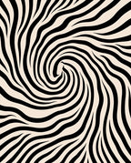 Cream Black Swirl Zebra Abstract Rug