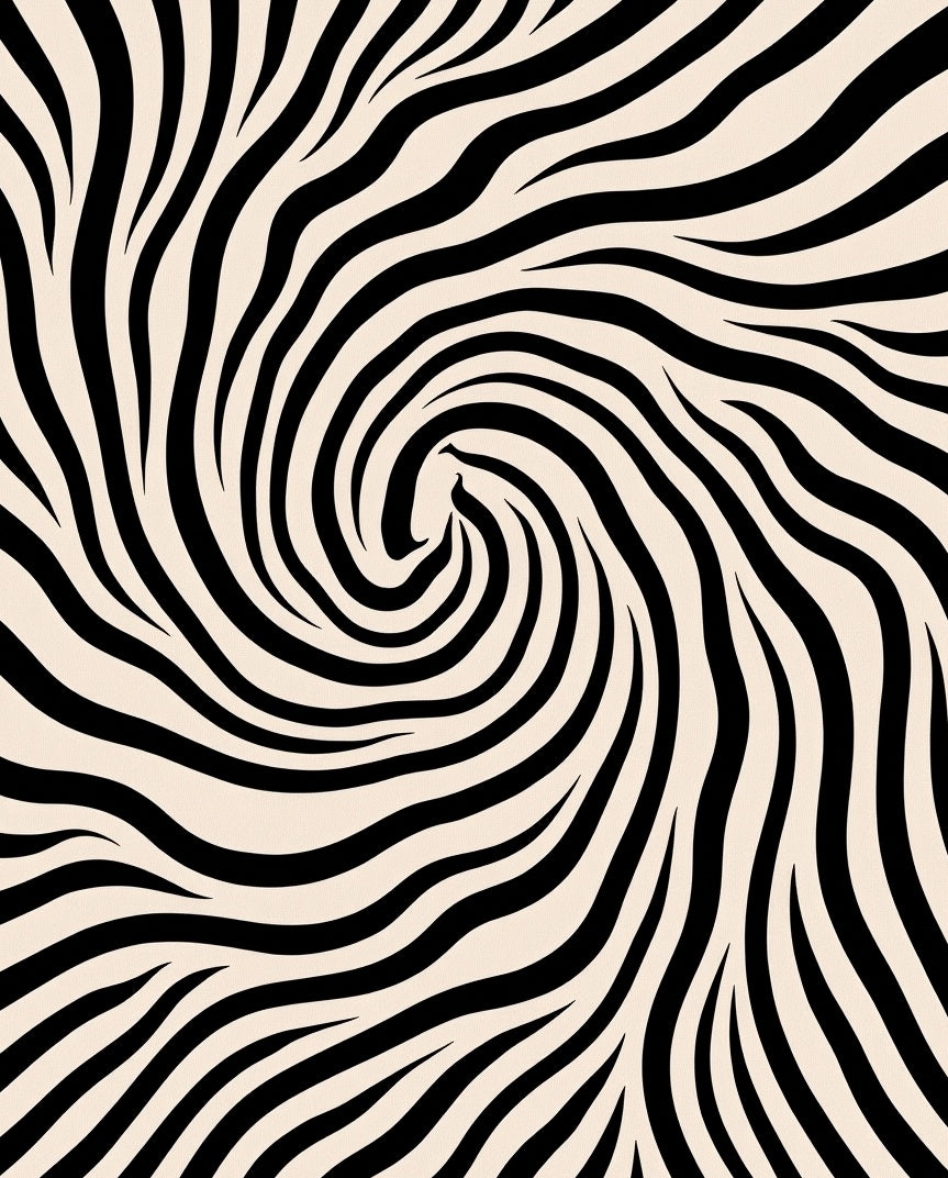 Cream Black Swirl Zebra Abstract Rug