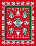 Festive Red White Green Snowflake Medallion Rug