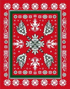 Festive Red White Green Snowflake Medallion Rug