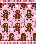 Pink Gingerbread People Candy Cane Repeat Rug