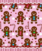Pink Gingerbread People Candy Cane Repeat Rug