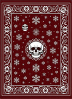 Dark Red Skull Snowflake Medallion Rug