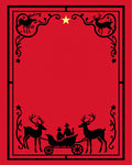 Crimson Sleigh Reindeer Star Frame Rug