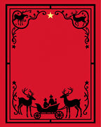 Crimson Sleigh Reindeer Star Frame Rug
