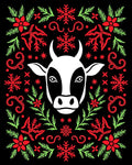White Bull With Red Green Festive Accents Rug
