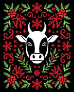 White Bull With Red Green Festive Accents Rug