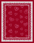 Crimson Hearts Whimsical Border Rug