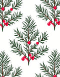 Green Evergreen Berry Branch Repeat Rug