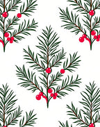 Green Evergreen Berry Branch Repeat Rug