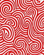 Bold Red Swirl Line Art Rug