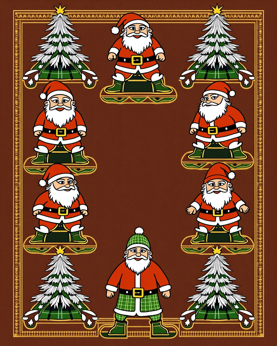 Festive Santa Claus Christmas Tree Collage Rug