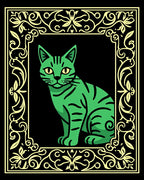 Emerald Cat Ornate Frame Rug