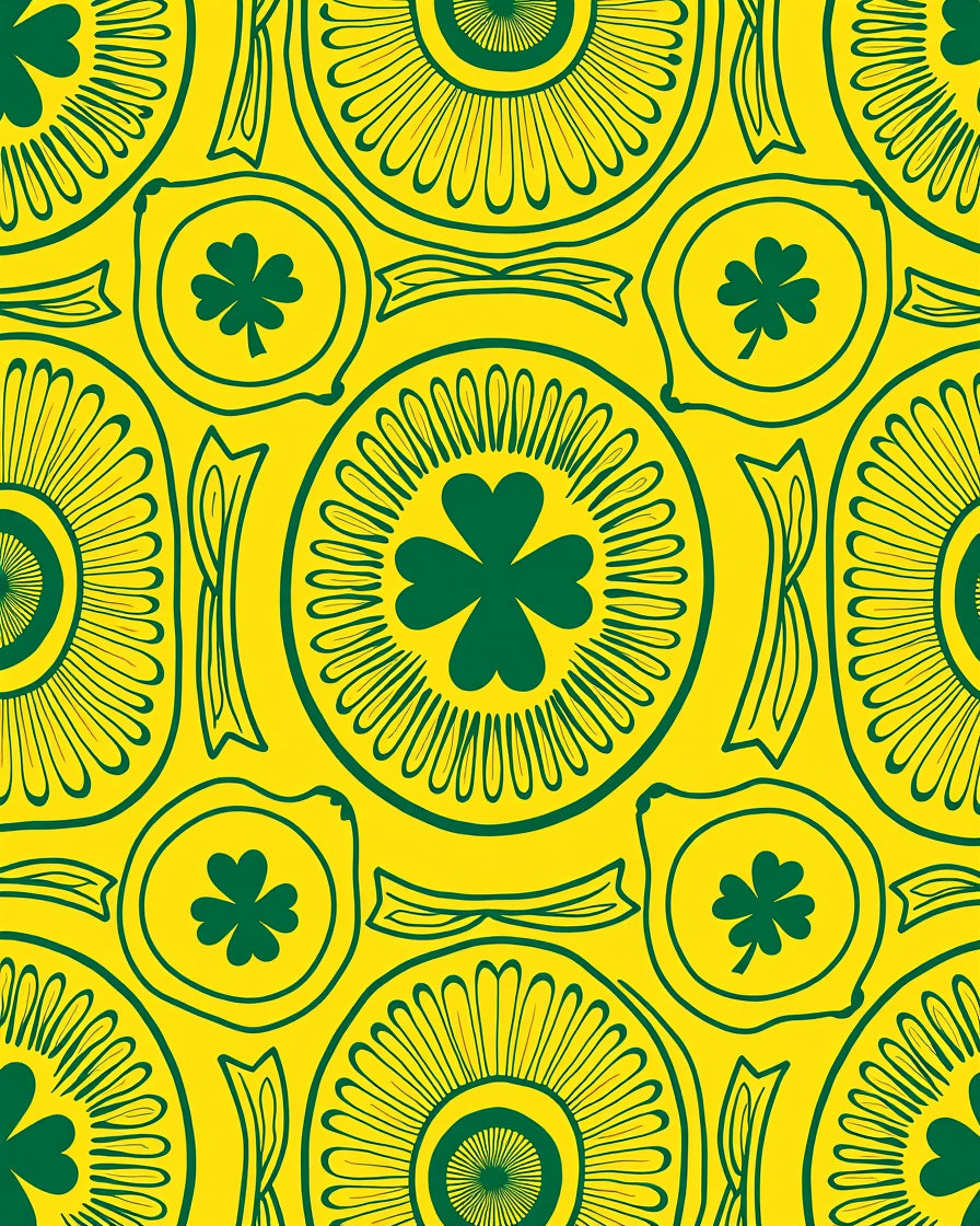 Emerald Clover Medallion Yellow Rug