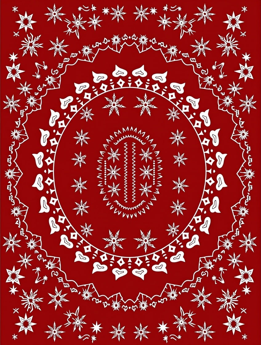 Deep Red Starburst Mandala Rug