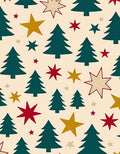 Festive Green Pine Trees Stars Rug
