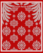 Crimson White Snowflake Floral Border Rug