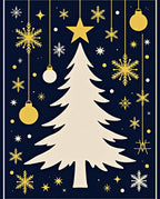 Gold Snowflake Christmas Tree Night Sky Rug