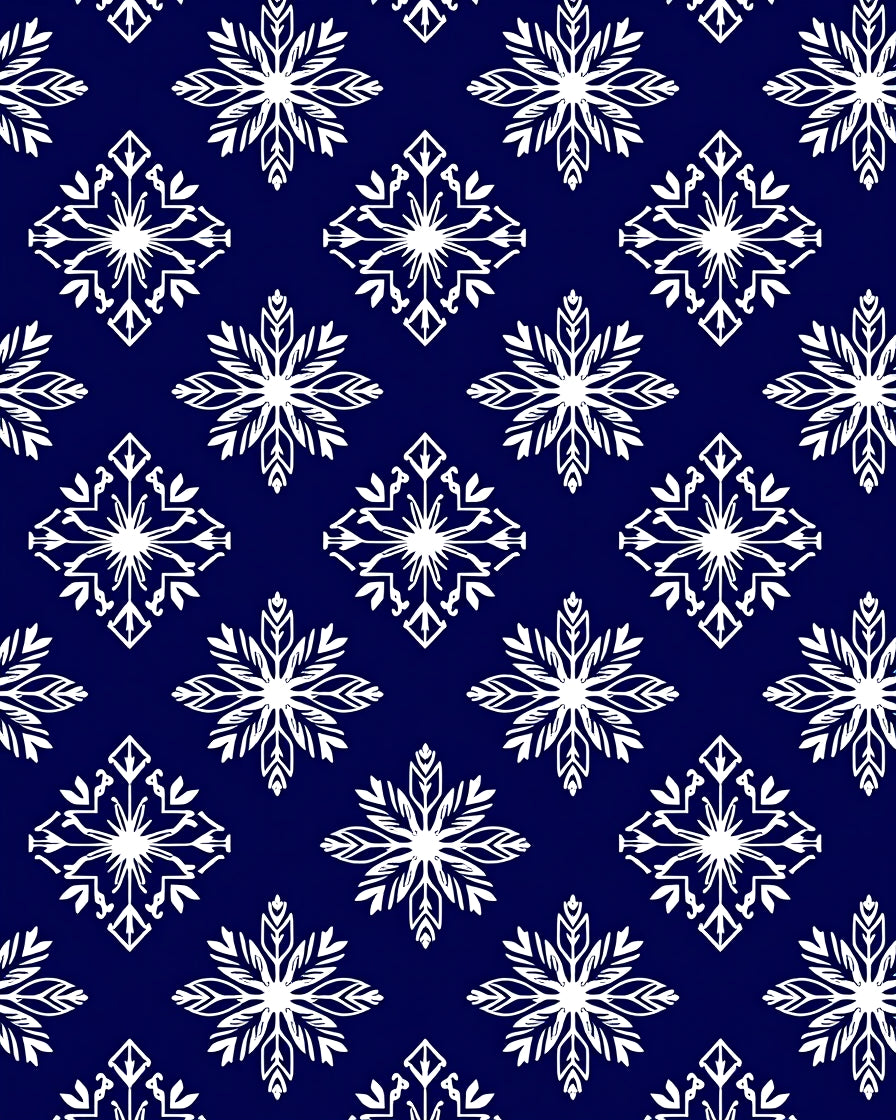 Classic White Snowflake Navy Blue Rug