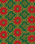 Red Green Golden Floral Geometric Rug