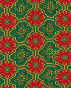 Red Green Golden Floral Geometric Rug