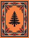 Bold Black Tree Red Floral Border Rug