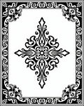 Black Ornate Symmetry Scrollwork Rug