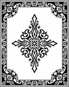 Black Ornate Symmetry Scrollwork Rug