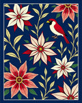 Red Bird Floral Garden Navy Rug